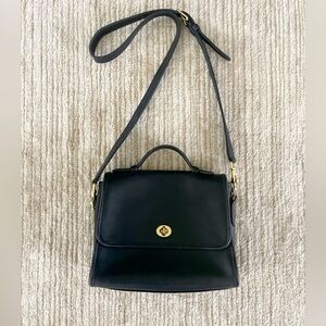 Coach Court Bag No 9870 Leather Navy Blue Crossbody